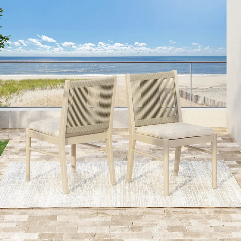 Chamaine Outdoor Dining Side Chair with Cushion (Set of 2)