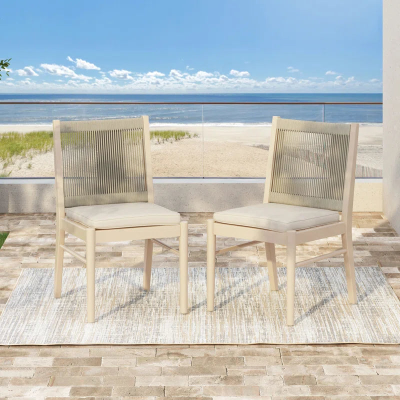 Chamaine Outdoor Dining Side Chair with Cushion (Set of 2)