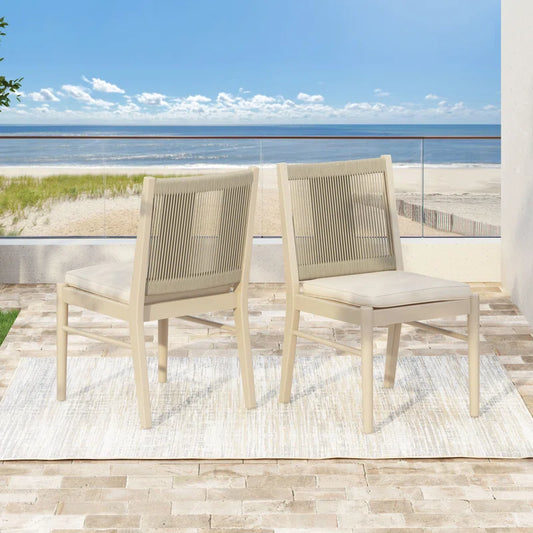 Chamaine Outdoor Dining Side Chair with Cushion (Set of 2)