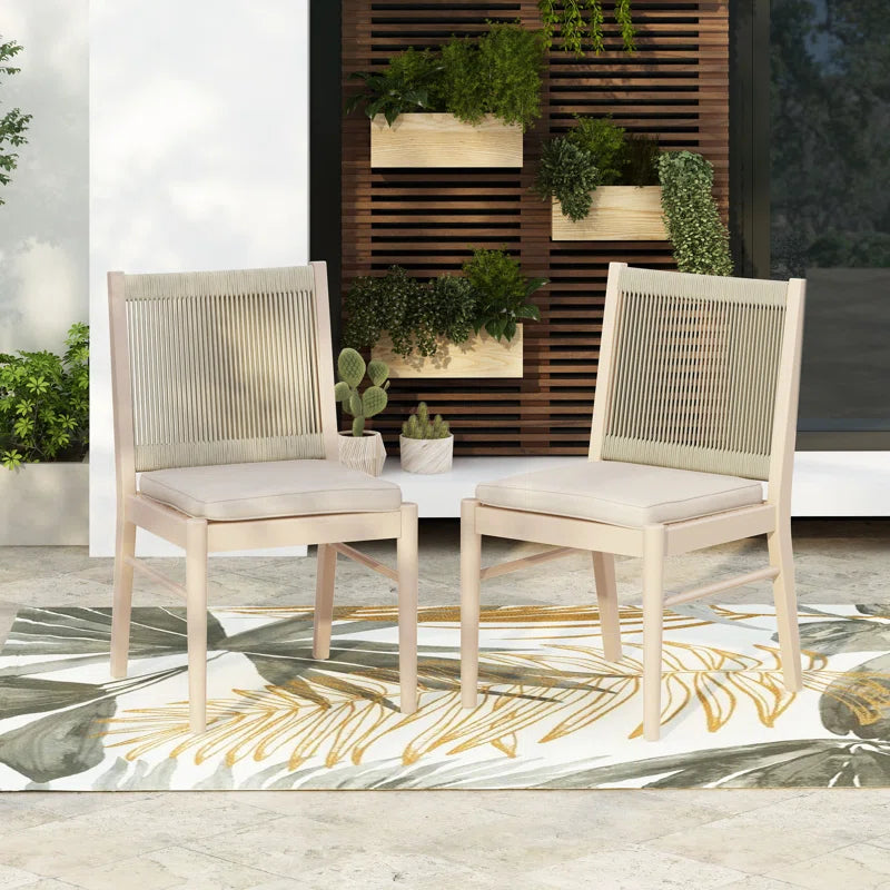 Chamaine Outdoor Dining Side Chair with Cushion (Set of 2)